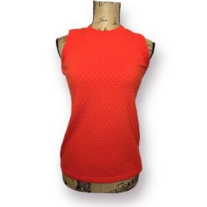 Maeve Anthropologie Ribbed Mock Neck Orange Texture Sleeveless Top Size XS